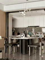 Modern Natural Alabaster Stone Magma Pendant Light with Matte Black Steel Frame