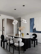 Modern Natural Alabaster Stone Magma Pendant Light with Matte Black Steel Frame