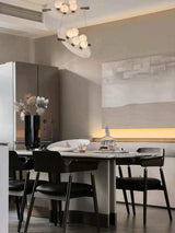 Modern Natural Alabaster Stone Magma Pendant Light with Matte Black Steel Frame