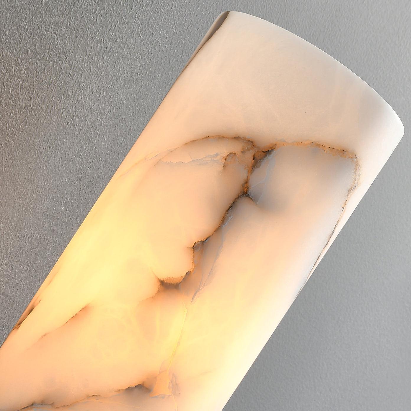 Modern Natural Alabaster Stone Torch Wall Sconce with Blackened Brass Hardware