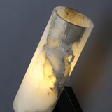 Modern Natural Alabaster Stone Torch Wall Sconce with Blackened Brass Hardware