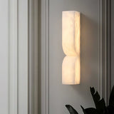 Modern Natural Alabaster Stone Wall Sconce Set of Two Integrated LED Gold Wall Light