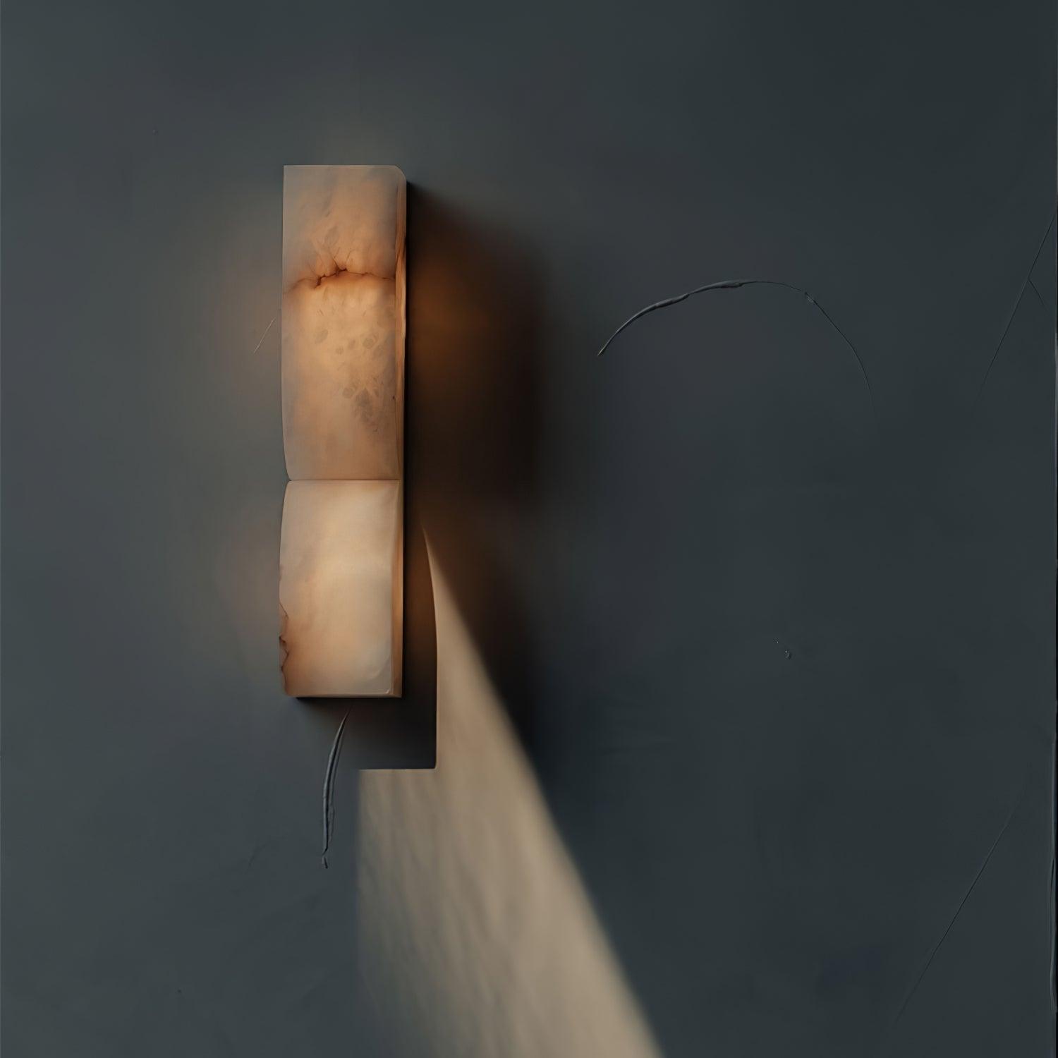 Modern Natural Alabaster Stone Wall Sconce Set of Two Integrated LED Gold Wall Light