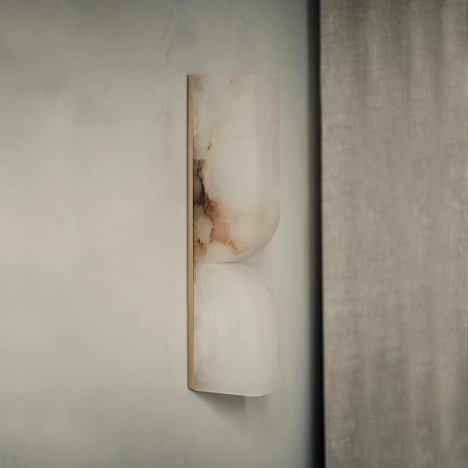 Modern Natural Alabaster Stone Wall Sconce Set of Two Integrated LED Gold Wall Light