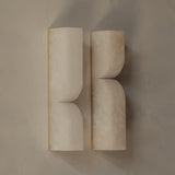 Modern Natural Alabaster Stone Wall Sconce Set of Two Integrated LED Gold Wall Light