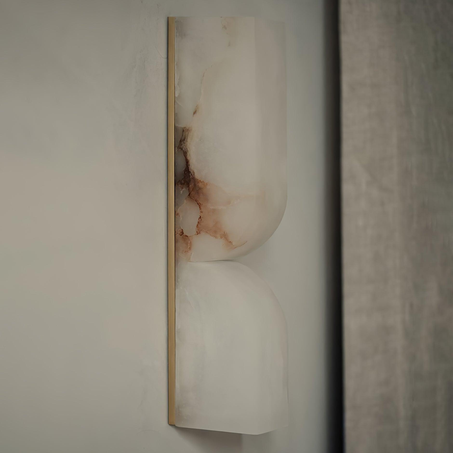 Modern Natural Alabaster Stone Wall Sconce Set of Two Integrated LED Gold Wall Light