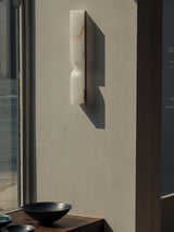 Modern Natural Alabaster Stone Wall Sconce Set of Two Integrated LED Gold Wall Light
