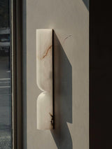 Modern Natural Alabaster Stone Wall Sconce Set of Two Integrated LED Gold Wall Light