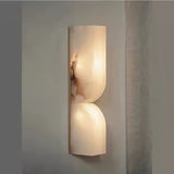 Modern Natural Alabaster Stone Wall Sconce Set of Two Integrated LED Gold Wall Light