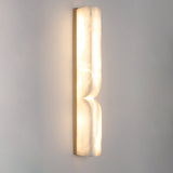 Modern Natural Alabaster Stone Wall Sconce Set of Two Integrated LED Gold Wall Light