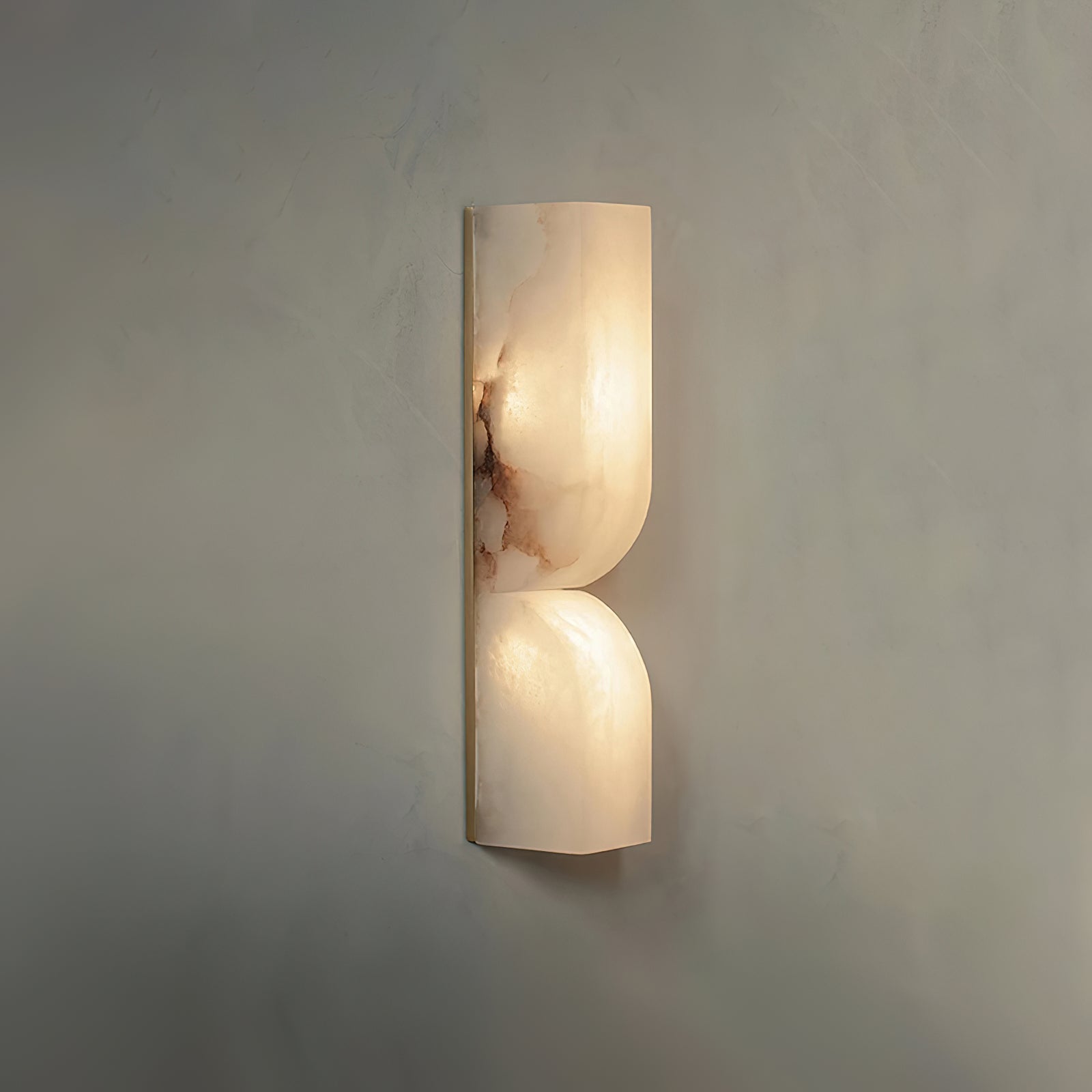 Modern Natural Alabaster Stone Wall Sconce Set of Two Integrated LED Gold Wall Light
