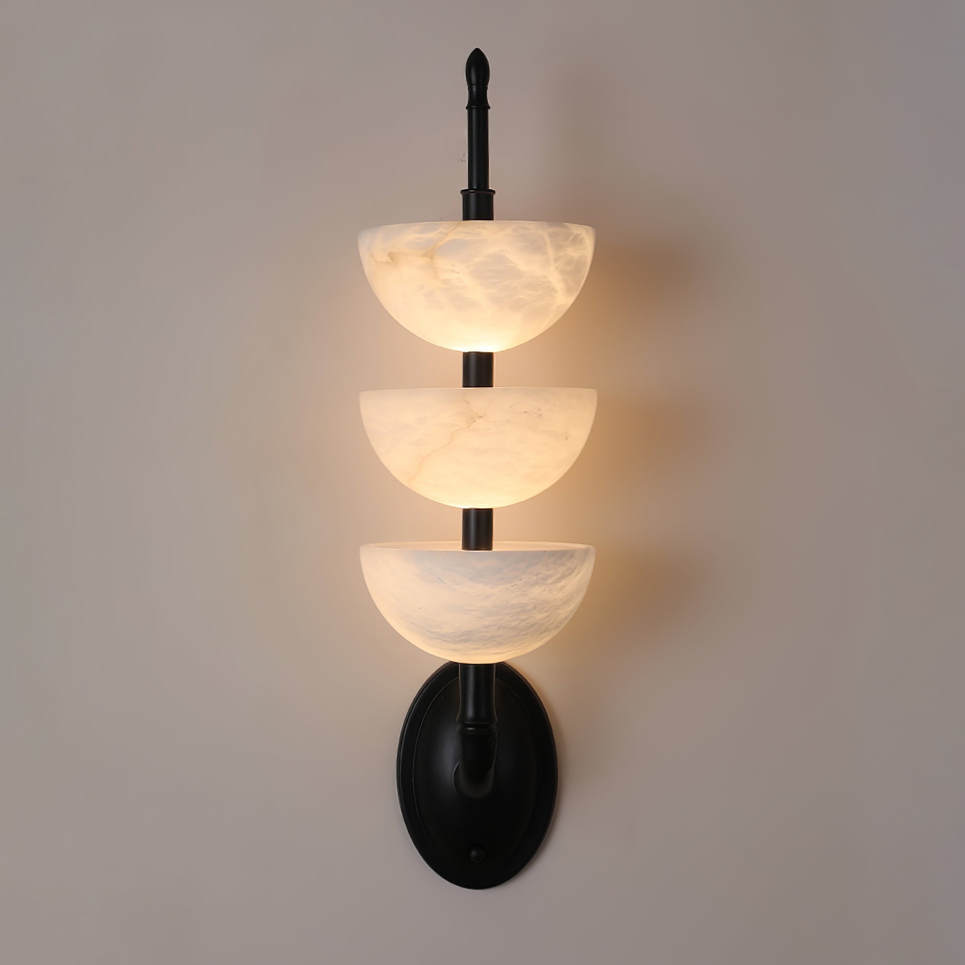 Modern Natural Alabaster Stone Wall Sconce with Brass Finish Set of 2 Indoor LED Lighting