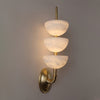 Modern Natural Alabaster Stone Wall Sconce with Brass Finish Set of 2 Indoor LED Lighting