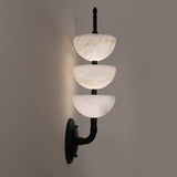 Modern Natural Alabaster Stone Wall Sconce with Brass Finish Set of 2 Indoor LED Lighting