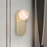 Modern Natural Alabaster Wall Sconce Set of 2 Luxury Stone Lighting for Bedroom and Living Room