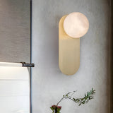 Modern Natural Alabaster Wall Sconce Set of 2 Luxury Stone Lighting for Bedroom and Living Room
