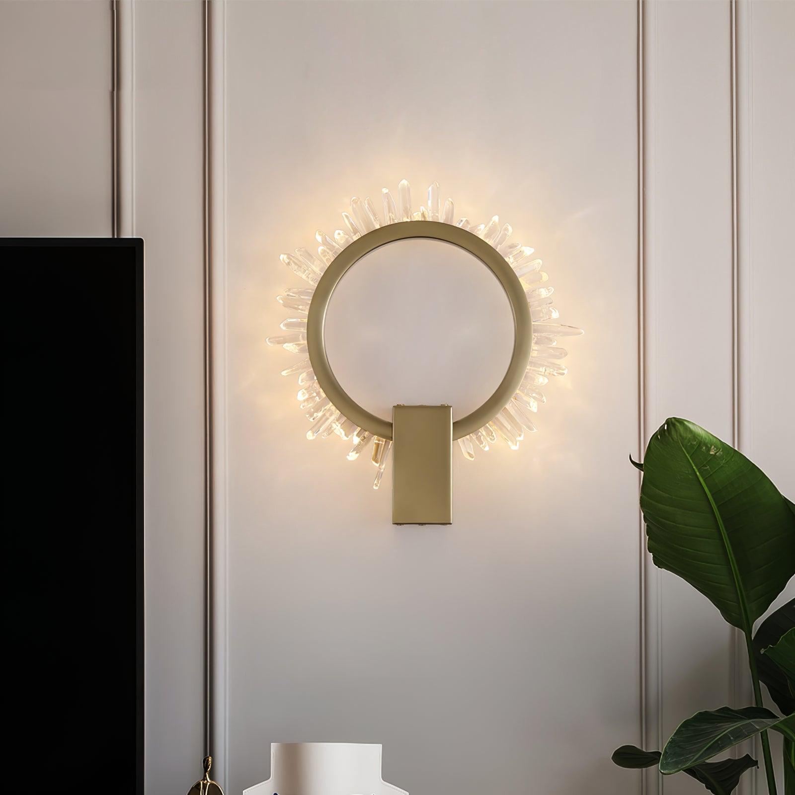 Modern Natural Crystal Wall Sconce Luxury Gold LED Wall Mounted Lighting Fixture