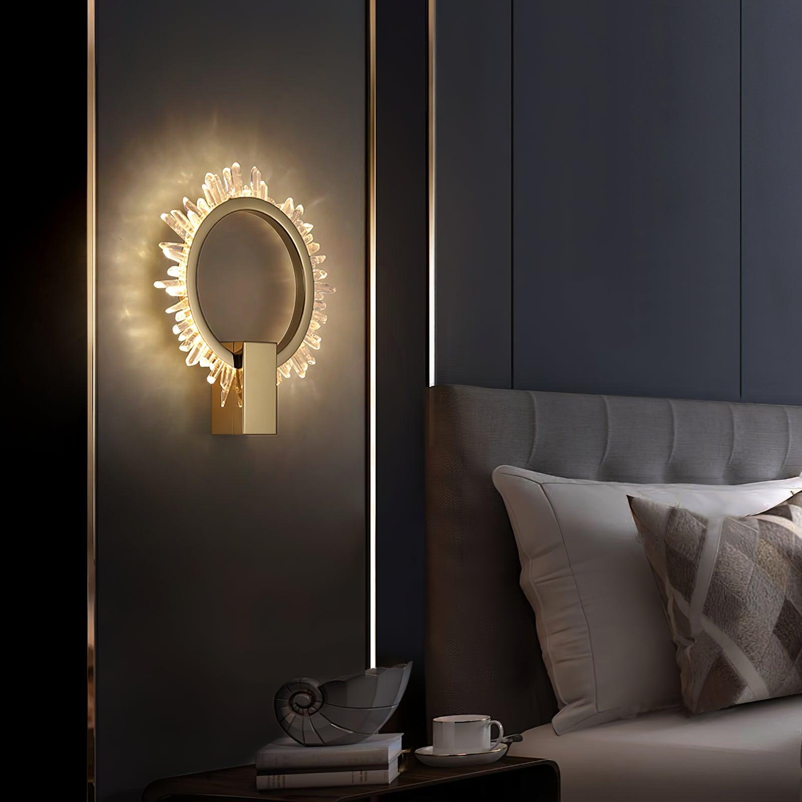 Modern Natural Crystal Wall Sconce Luxury Gold LED Wall Mounted Lighting Fixture