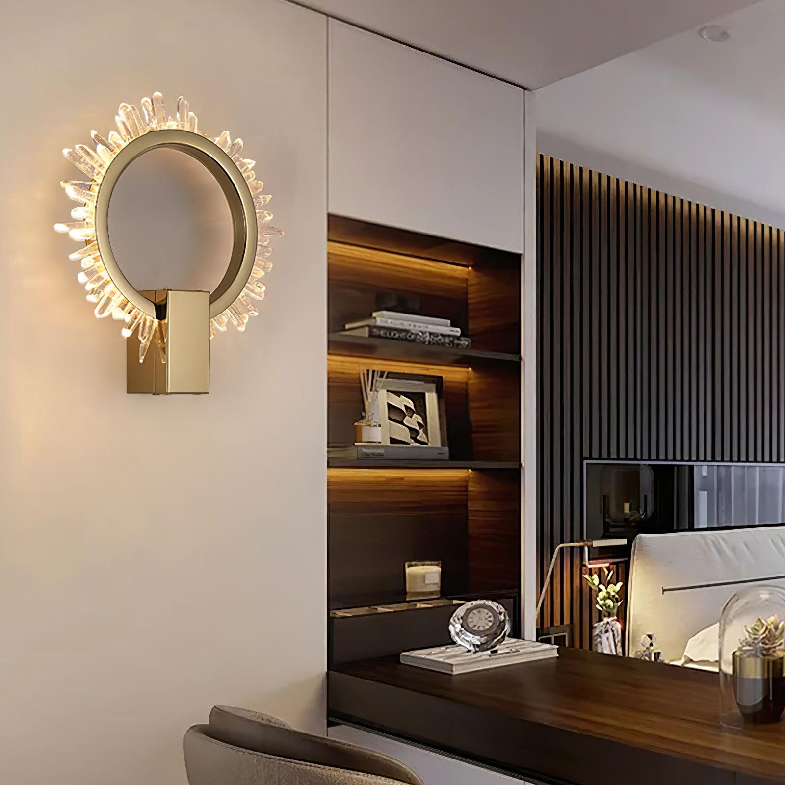 Modern Natural Crystal Wall Sconce Luxury Gold LED Wall Mounted Lighting Fixture