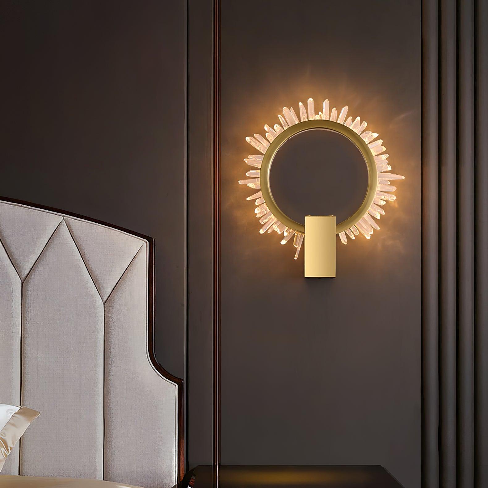 Modern Natural Crystal Wall Sconce Luxury Gold LED Wall Mounted Lighting Fixture