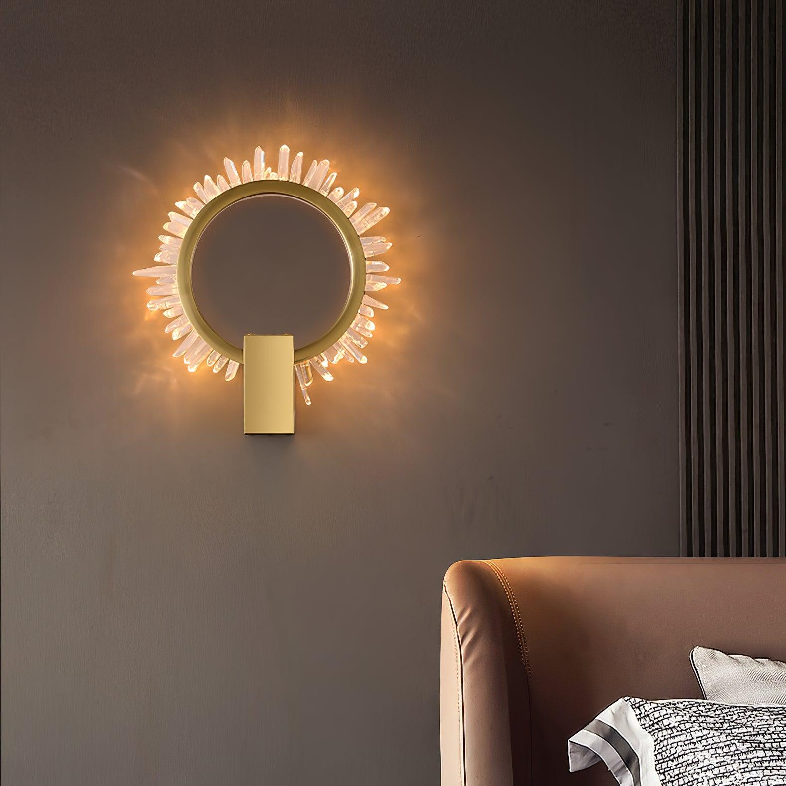 Modern Natural Crystal Wall Sconce Luxury Gold LED Wall Mounted Lighting Fixture