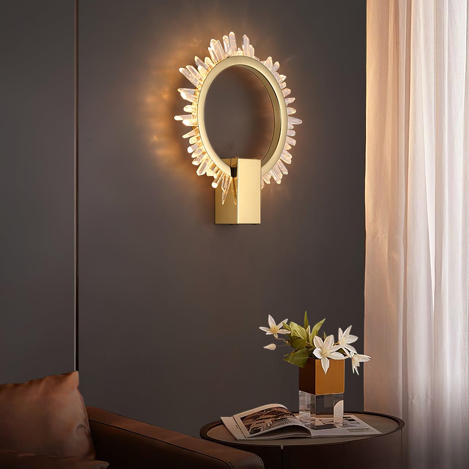 Modern Natural Crystal Wall Sconce Luxury Gold LED Wall Mounted Lighting Fixture