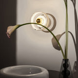 Modern Natural Marble Aura LED Wall Sconce with Gold Mirror Finish for Interior Lighting