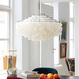 Modern Natural Seashell Discs Chandelier Four Tier Luxury Pendant Light for Dining Room