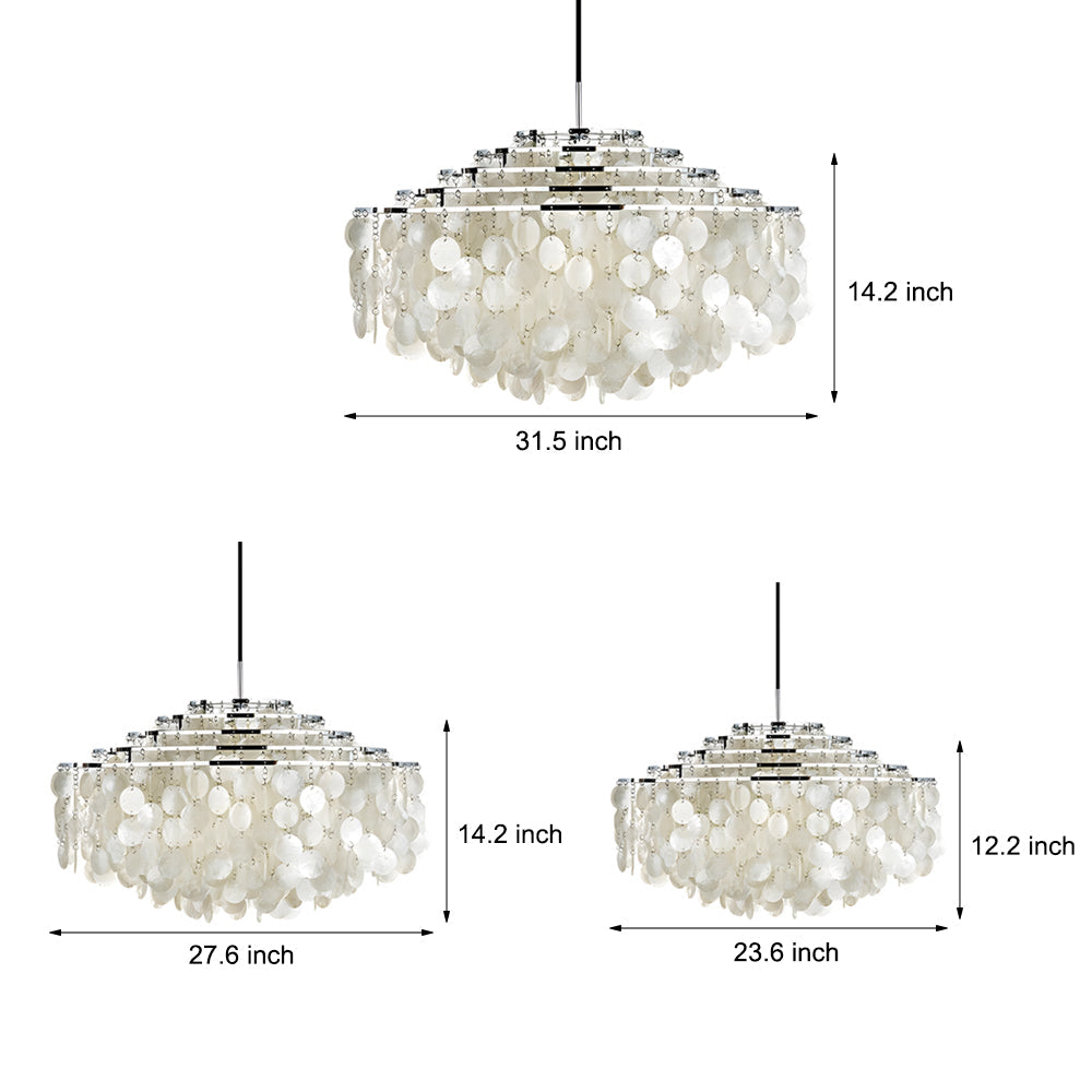 Modern Natural Seashell Discs Chandelier Four Tier Luxury Pendant Light for Dining Room