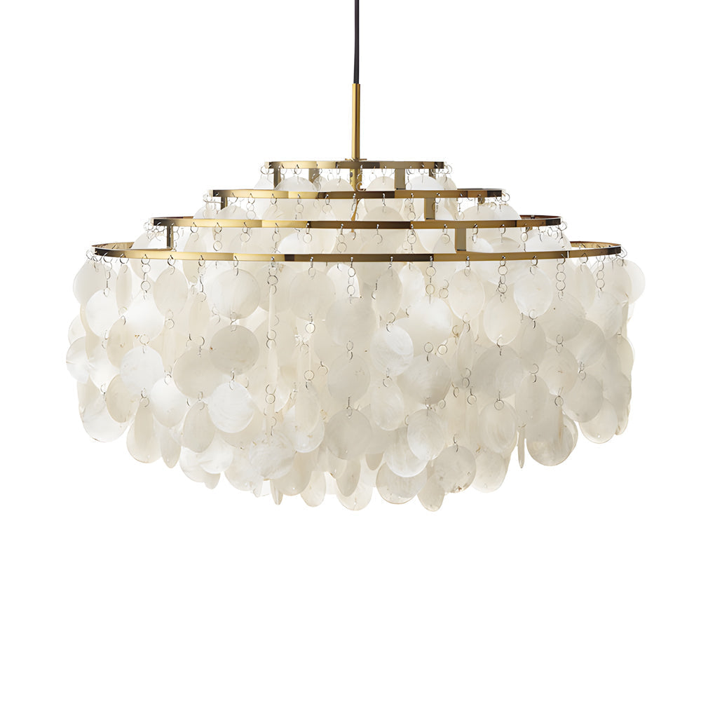 Modern Natural Seashell Discs Chandelier Four Tier Luxury Pendant Light for Dining Room