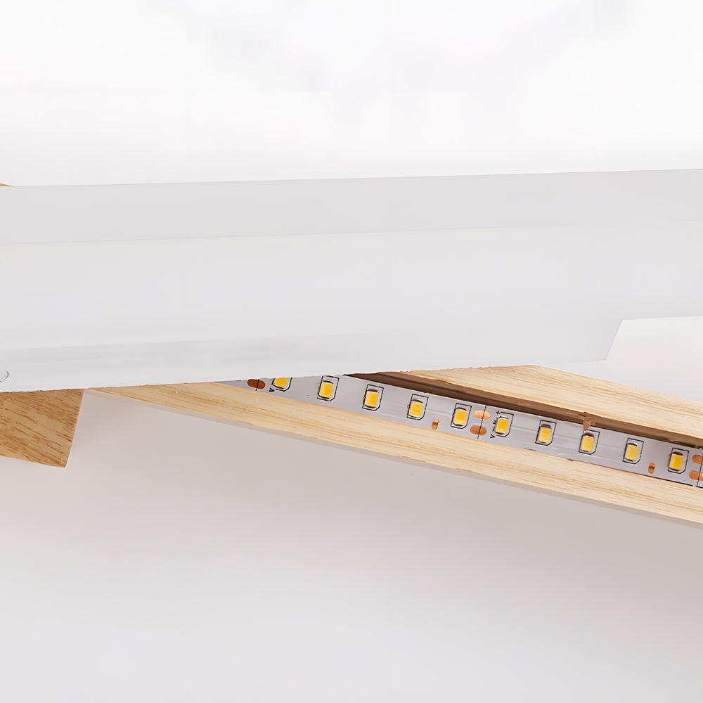 Modern Natural Wood LED Vanity Light for Bathroom Mirror Rectangular Wall Mounted Sconce Fixture