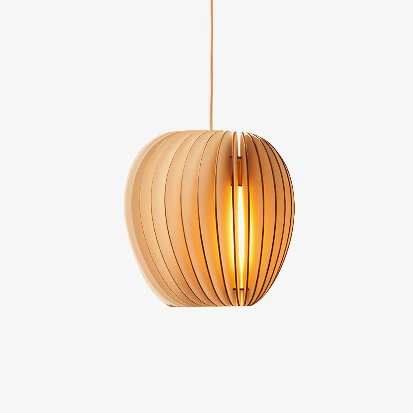 Modern Natural Wood Sphere Pendant Light Globe Slat Ceiling Hanging Lamp for Home Decor