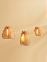 Modern Natural Wood Sphere Pendant Light Globe Slat Ceiling Hanging Lamp for Home Decor