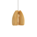 Modern Natural Wood Sphere Pendant Light Globe Slat Ceiling Hanging Lamp for Home Decor