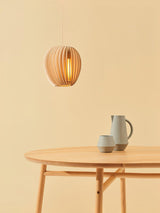 Modern Natural Wood Sphere Pendant Light Globe Slat Ceiling Hanging Lamp for Home Decor