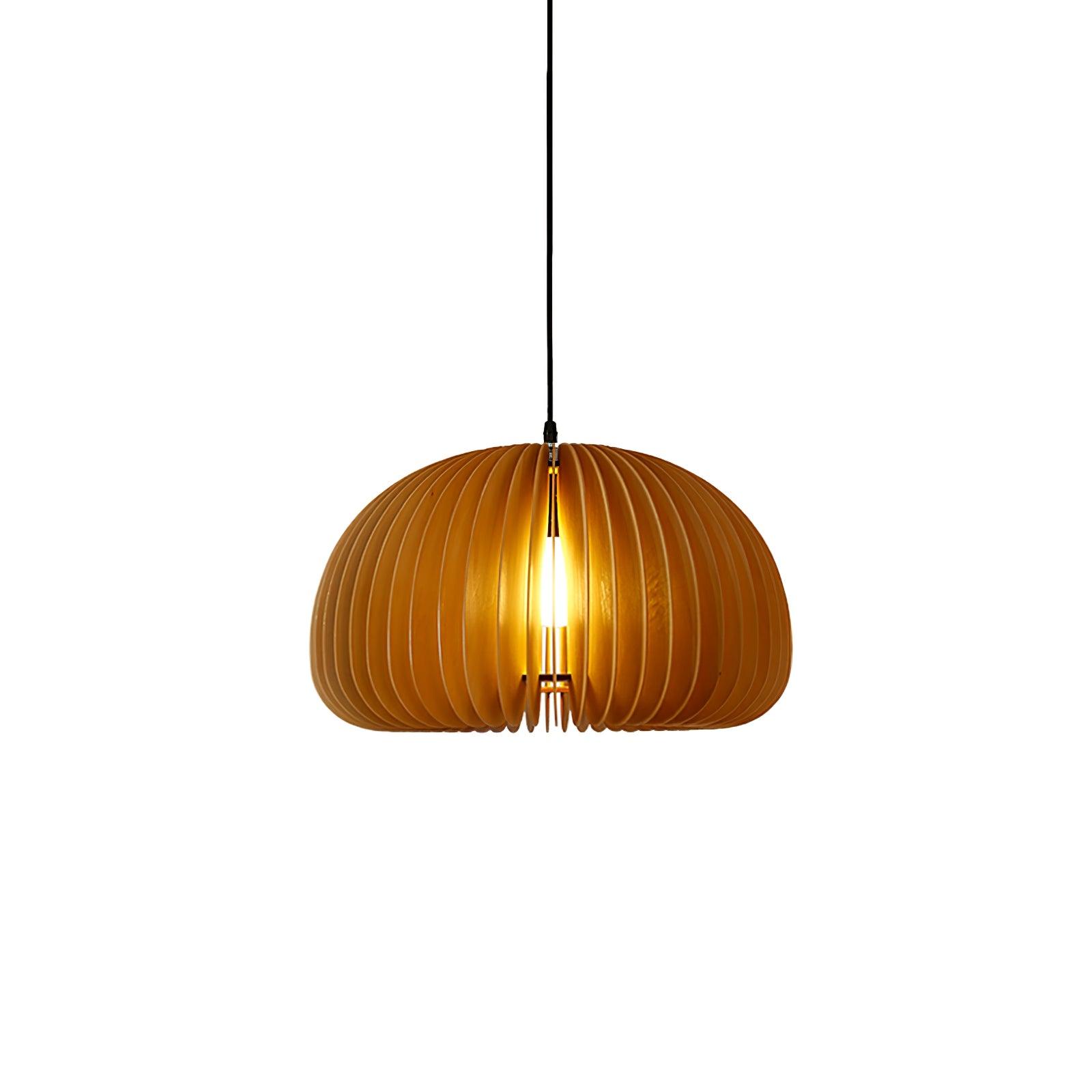 Modern Natural Wood Sphere Pendant Light Globe Slat Ceiling Hanging Lamp for Home Decor
