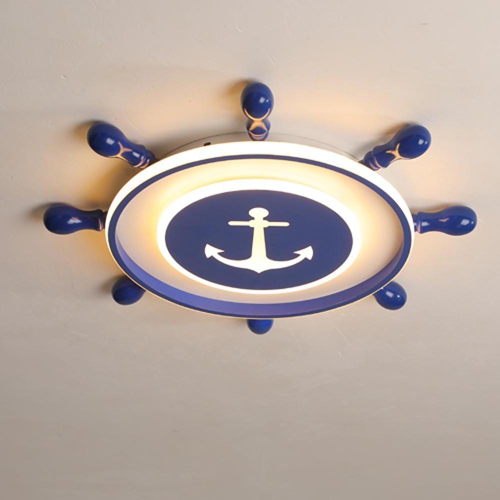 Modern Nautical Anchor Insignia LED Flush Mount Ceiling Light for Childrens Bedroom