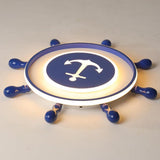 Modern Nautical Anchor Insignia LED Flush Mount Ceiling Light for Childrens Bedroom