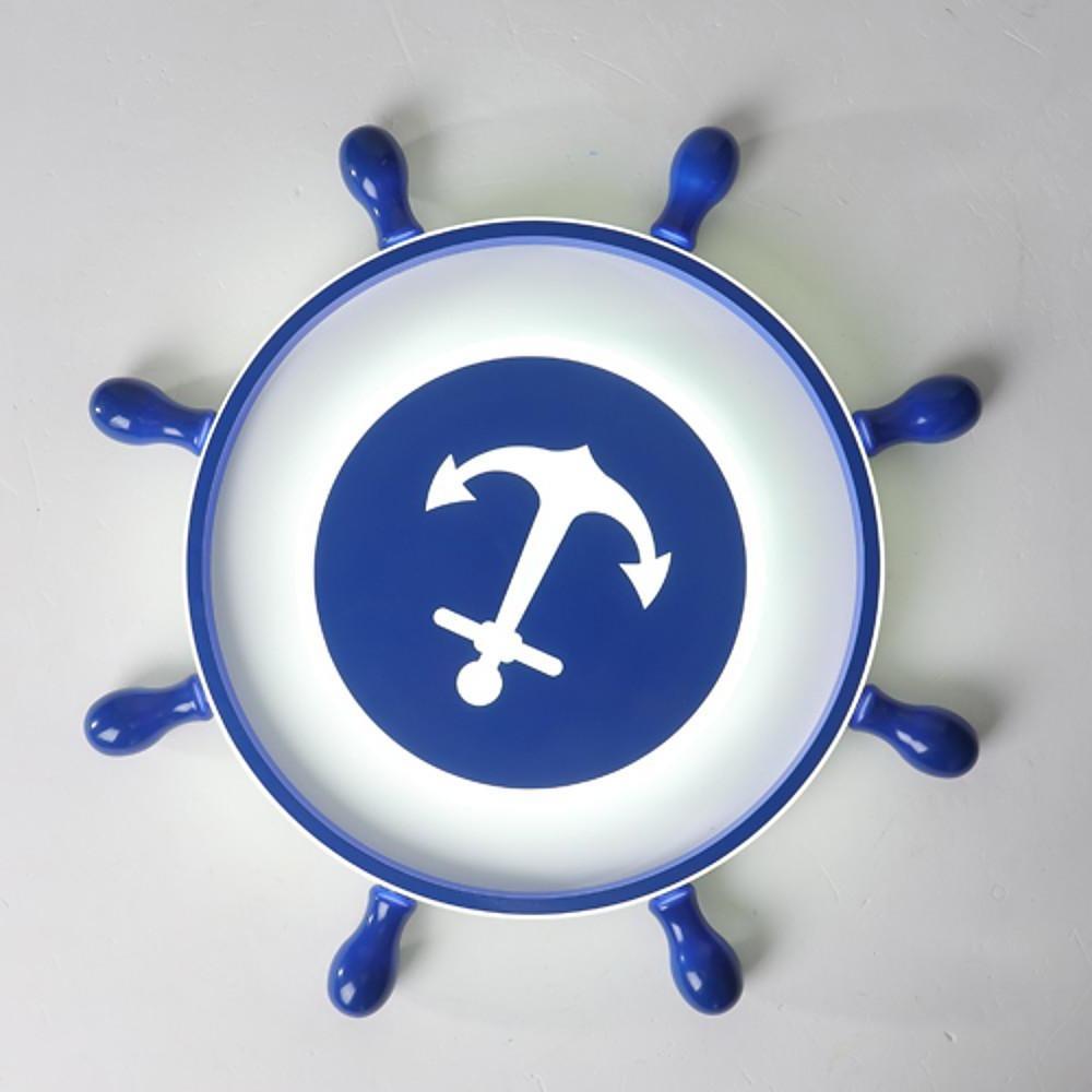 Modern Nautical Anchor Insignia LED Flush Mount Ceiling Light for Childrens Bedroom