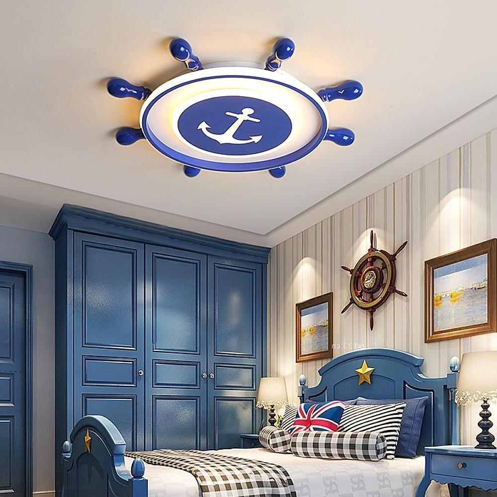 Modern Nautical Anchor Insignia LED Flush Mount Ceiling Light for Childrens Bedroom