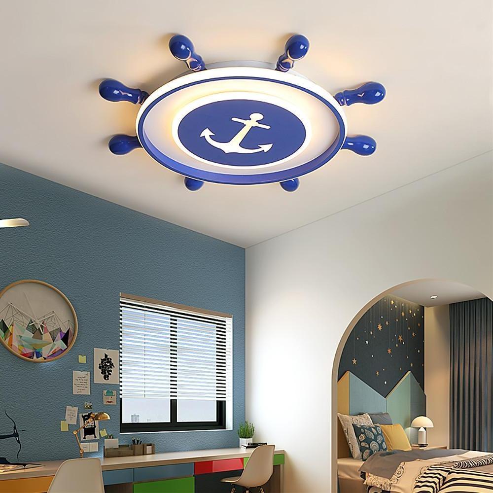 Modern Nautical Anchor Insignia LED Flush Mount Ceiling Light for Childrens Bedroom