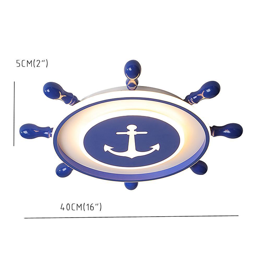 Modern Nautical Anchor Insignia LED Flush Mount Ceiling Light for Childrens Bedroom