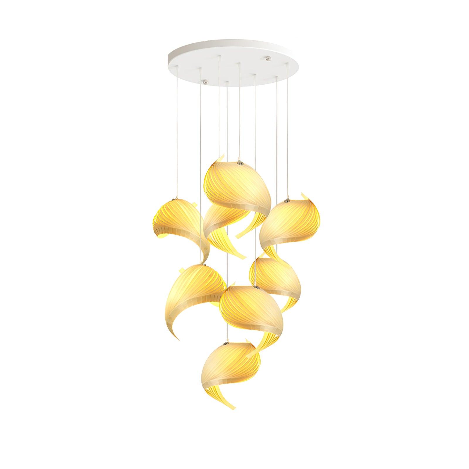 Modern Nautilus Shell Wooden Pendant Lamp Organic Spiral Coastal Hanging Light