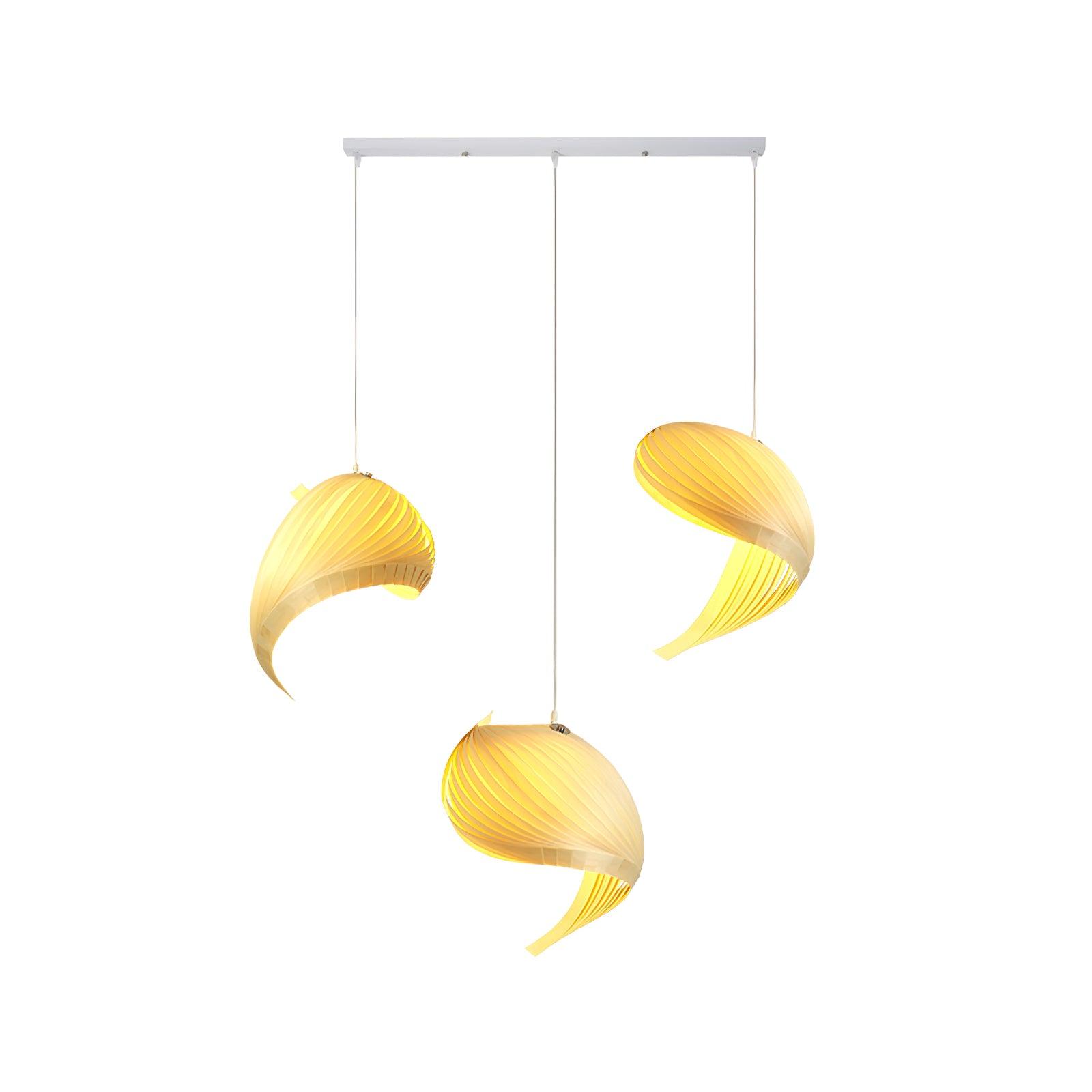 Modern Nautilus Shell Wooden Pendant Lamp Organic Spiral Coastal Hanging Light