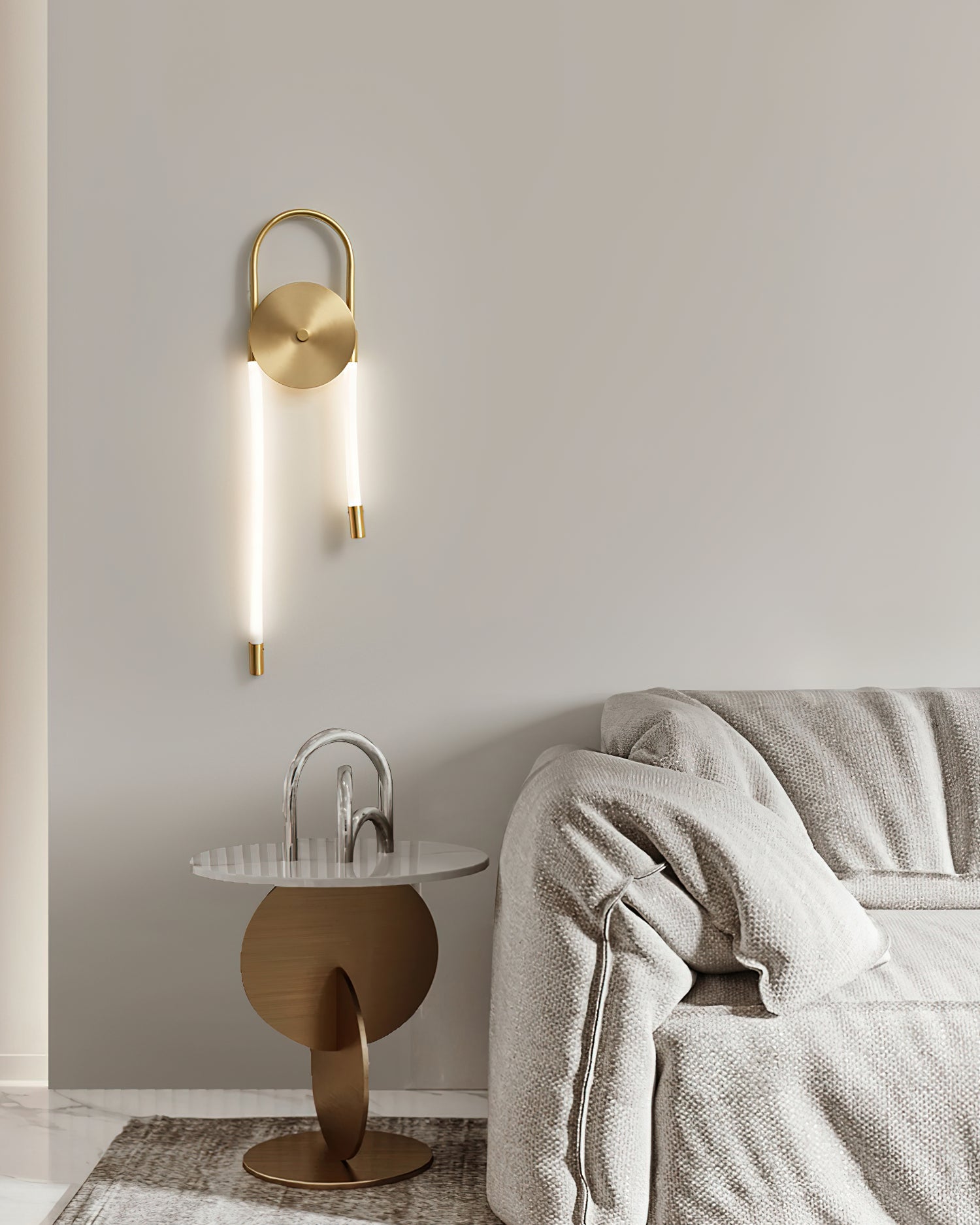 Modern Necklace Loop Brass Wall Lamp Integrated LED Minimalist Indoor Sconce Lighting