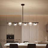 Modern Nordic 6 Light Glass Globe LED Chandelier Metal Island Light Fixture for Living Room