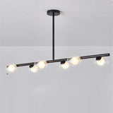 Modern Nordic 6 Light Glass Globe LED Chandelier Metal Island Light Fixture for Living Room