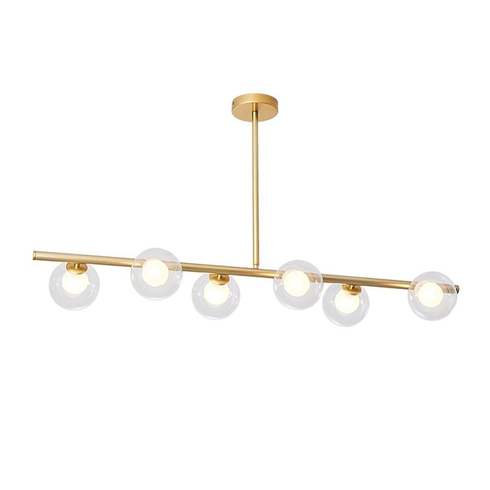 Modern Nordic 6 Light Glass Globe LED Chandelier Metal Island Light Fixture for Living Room
