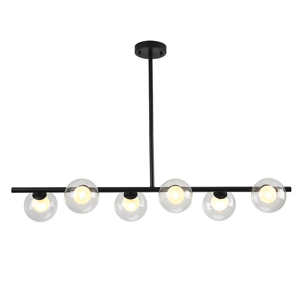 Modern Nordic 6 Light Sphere Glass Globe Chandelier Metal Adjustable Pendant Ceiling Lamp