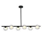 Modern Nordic 6 Light Sphere Glass Globe Chandelier Metal Adjustable Pendant Ceiling Lamp